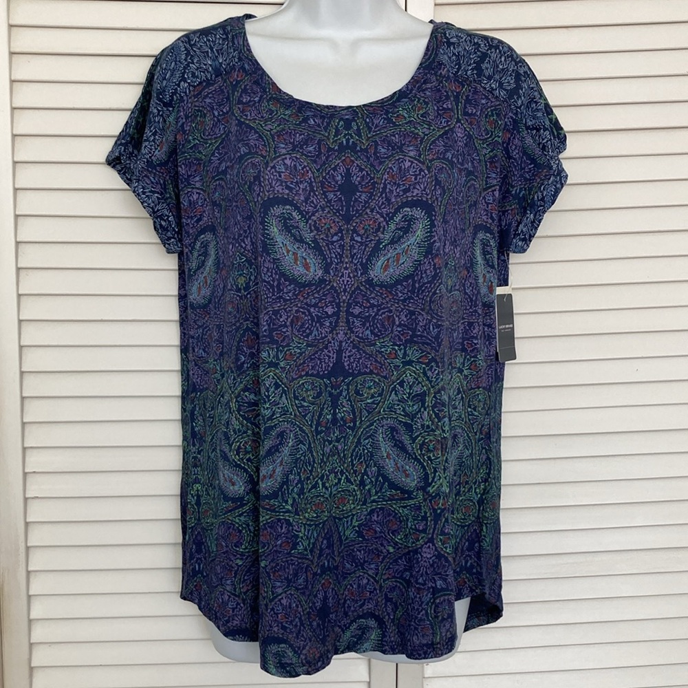 Lucky Brand Peacock Blue tunic tee size M